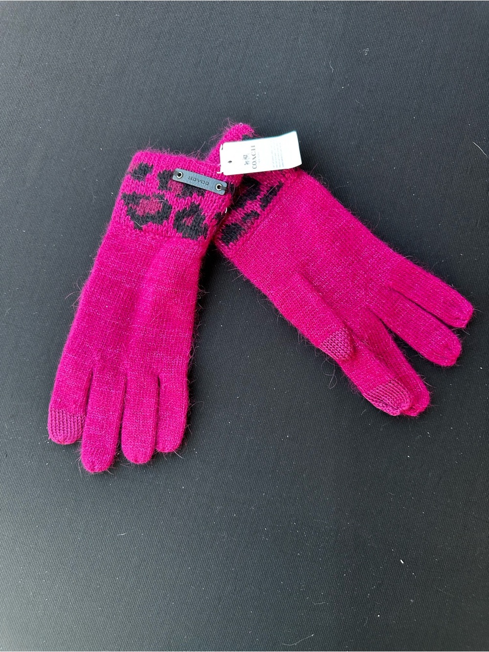 Women’s Coach Cranberry Ocelot Knitted Touch Gloves